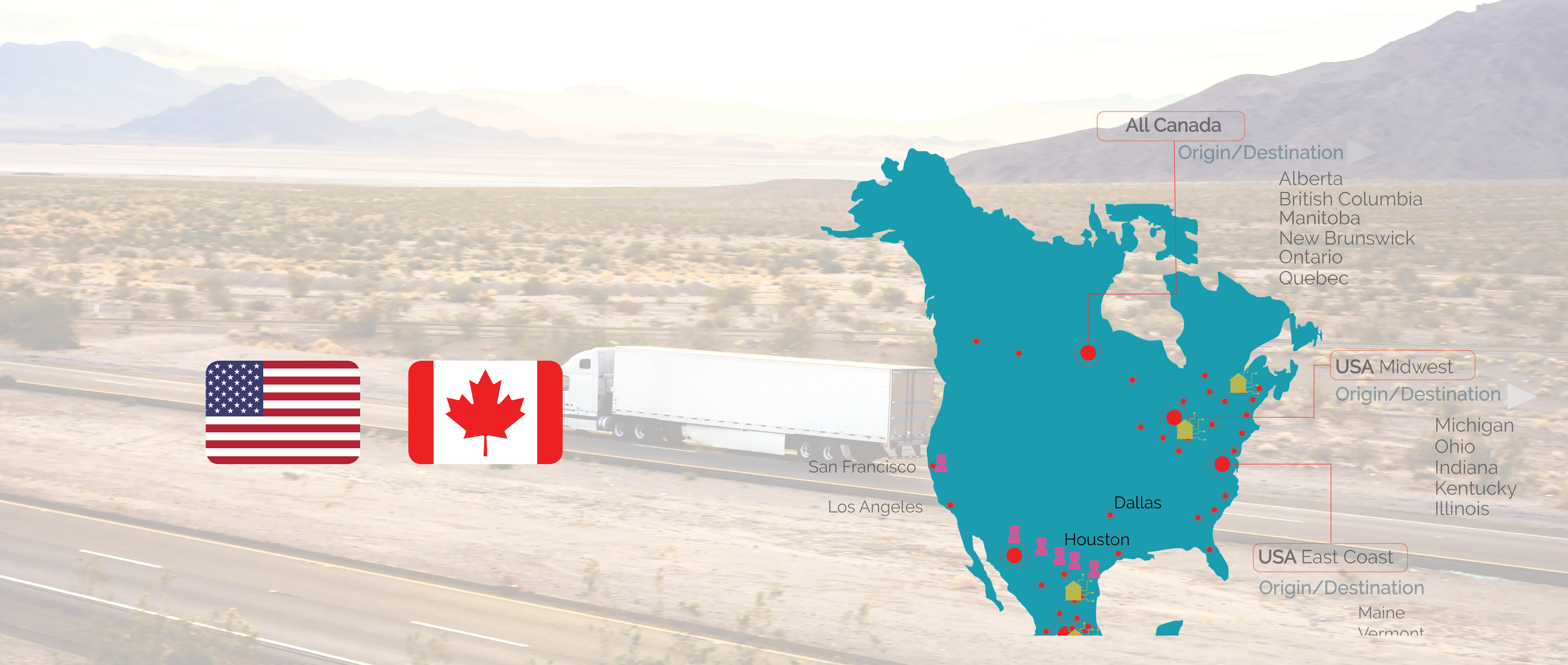 Freight shipping lane USA-Canada